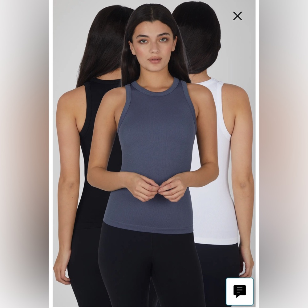 NWT- 90 DEGREE BY REFLEX 3-Pack Seamless Tank Tops, white, 2 grey, size XL - Picture 2 of 12